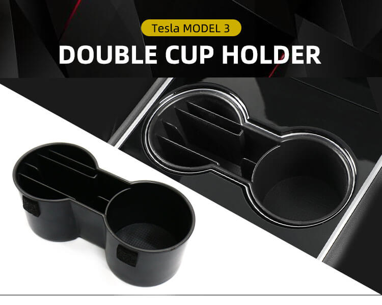 DOUBLE WATER CUP CARD SLOT FOR TESLA MODEL 3 2019+ (1)