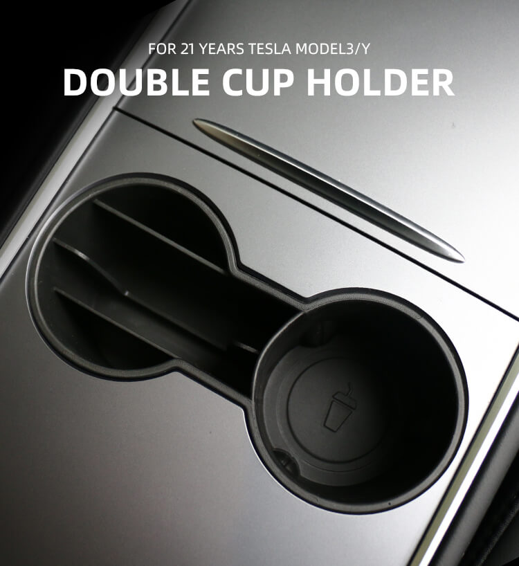 TPE Double Cup Holder For Tesla Model Y 2021 (1)