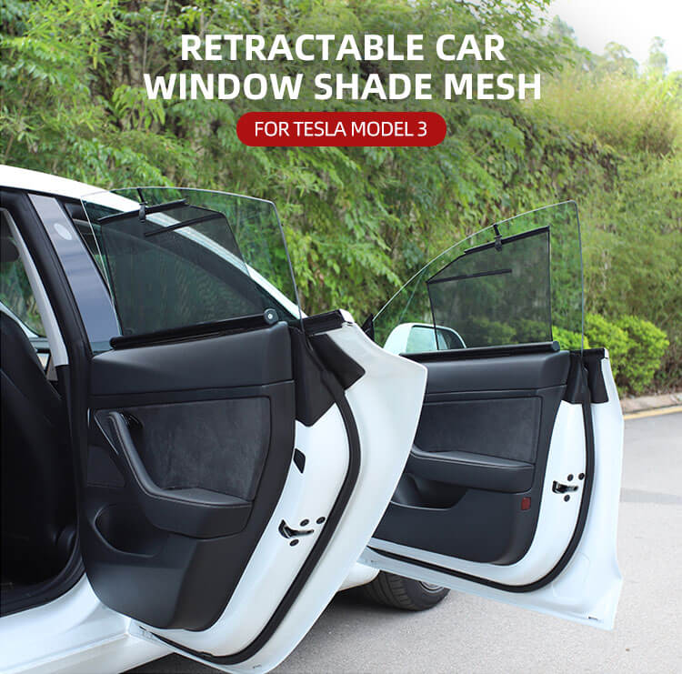 Retractable Car Window Shade Mesh For Tesla Model 3 (1)