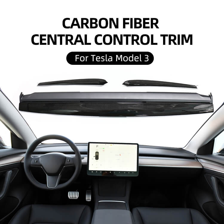 Carbon Fiber Central Control Decorative Strip For Tesla (1)